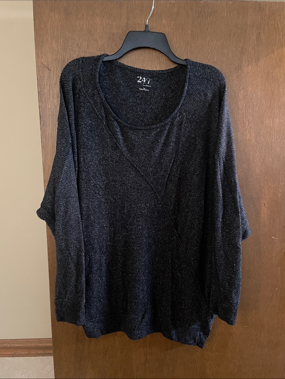 Maurices Charcoal Black Scoop Neck Ribbed Pullover Sweater